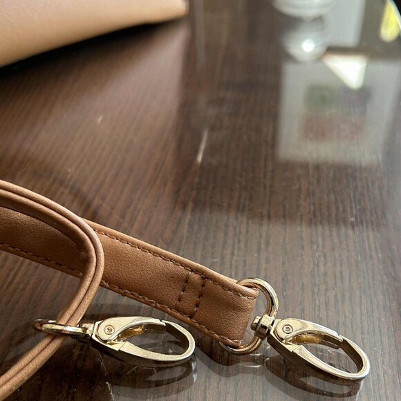 ALDO Camel Structured Tote Satchel with Gold Hardware & Crossbody Strap – OS - Picture 10 of 11